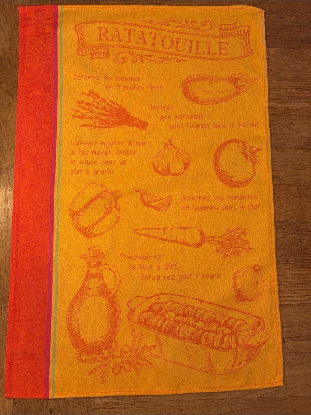 French Gold and Red Ratatouille Kitchen Towel